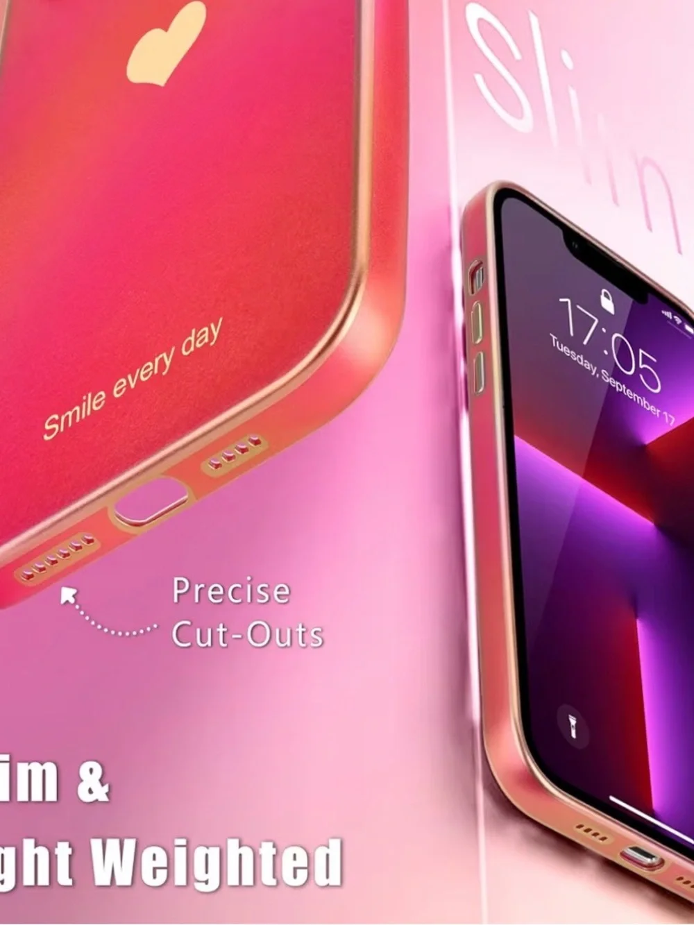 Pink Heart Phone Case for iPhone 13 Pro Max - Smile Every Day